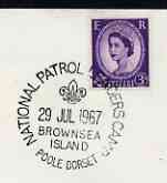 Postmark - Great Britain 1967 cover bearing illustrated cancellation for National Patrol Leaders Camp, Brownsea