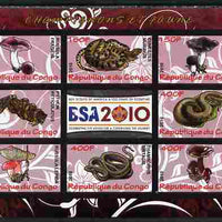 Congo 2010 Mushrooms & Fauna #03 imperf sheetlet containing 8 values plus Scouts label unmounted mint