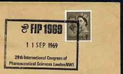 Postmark - Great Britain 1969 cover bearing illustrated cancellation for FIP 1969, 29th Int Congress of Pharmaceutical Sciences