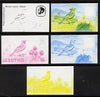 Lesotho 1982 Cape Longclaw 60s the set of 5 imperf progressive proofs comprising the 4 individual colours, plus blue & yellow, scarce (as SG 509)