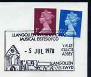 Postmark - Great Britain 1978 cover bearing illustrated cancellation for Llangollen International Musical Eisteddfod