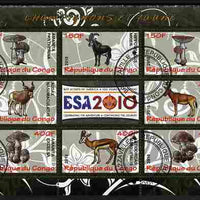 Congo 2010 Mushrooms & Fauna #04 perf sheetlet containing 8 values plus Scouts label fine cto used