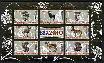 Congo 2010 Mushrooms & Fauna #04 perf sheetlet containing 8 values plus Scouts label unmounted mint