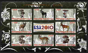 Congo 2010 Mushrooms & Fauna #04 perf sheetlet containing 8 values plus Scouts label unmounted mint