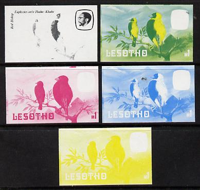 Lesotho 1982 Red Bishop def M1 the set of 5 imperf progressive proofs comprising the 4 individual colours, plus blue & yellow, scarce (as SG 511)