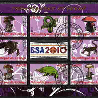Congo 2010 Mushrooms & Fauna #05 perf sheetlet containing 8 values plus Scouts label fine cto used