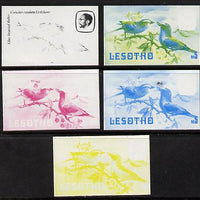 Lesotho 1982 Lilac Breasted Roller def M5 the set of 5 imperf progressive proofs comprising the 4 individual colours, plus blue & yellow, scarce (as SG 513)
