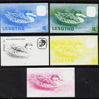 Lesotho 1981 Red Billed Teal 10s the set of 5 imperf progressive proofs comprising the 4 individual colours, plus blue & yellow, scarce (as SG 443)