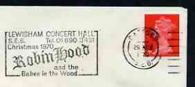 Postmark - Great Britain 1970 cover bearing slogan cancellation for 'Robin Hood' at the Lewisham Concert Hall