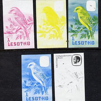 Lesotho 1981 Yellow Canary 7s the set of 5 imperf progressive proofs comprising the 4 individual colours, plus blue & yellow, scarce (as SG 442)
