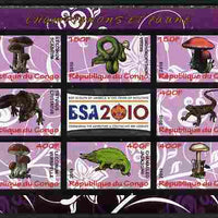 Congo 2010 Mushrooms & Fauna #05 imperf sheetlet containing 8 values plus Scouts label unmounted mint