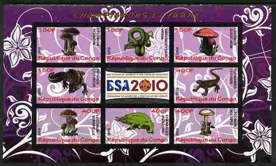 Congo 2010 Mushrooms & Fauna #05 imperf sheetlet containing 8 values plus Scouts label unmounted mint