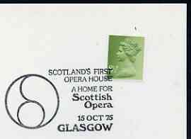 Postmark - Great Britain 1975 cover bearing illustrated cancellation for Scotland's first Opera House, Glasgow