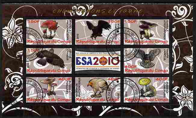 Congo 2010 Mushrooms & Fauna #06 perf sheetlet containing 8 values plus Scouts label fine cto used