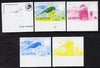 Lesotho 1981 Malachite Sunbird 40s the set of 5 imperf progressive proofs comprising the 4 individual colours, plus blue & yellow, scarce (as SG 445)