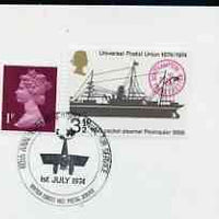 Postmark - Great Britain 1974 cover bearing illustrated cancellation for 60th Anniversary of Royal Naval Air Service (BFPS)
