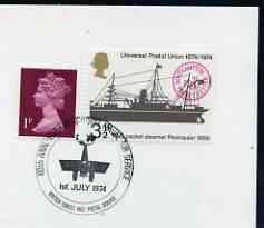 Postmark - Great Britain 1974 cover bearing illustrated cancellation for 60th Anniversary of Royal Naval Air Service (BFPS)