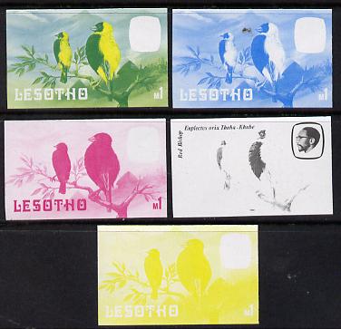 Lesotho 1981 Red Bishop M1 the set of 5 imperf progressive proofs comprising the 4 individual colours, plus blue & yellow, scarce (as SG 448)