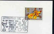 Postmark - Great Britain 1974 card bearing illustrated cancellation for Liverpool FC (FA Cup Winners etc)