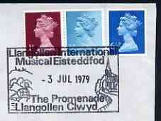 Postmark - Great Britain 1979 cover bearing illustrated cancellation for Llangollen International Musical Eisteddfod
