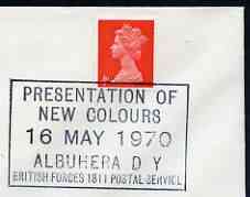 Postmark - Great Britain 1970 cover bearing illustrated cancellation for Presentation of New Colours, Albuhera Day (BFPS)