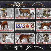 Congo 2010 Mushrooms & Fauna #07 perf sheetlet containing 8 values plus Scouts label fine cto used