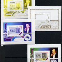 Belize 1984 Stamp on Stamp 'Ausipex' Stamp Exhibition m/sheet the set of 4 imperf progressive proofs comprising various single & multiple combination compositesunmounted mint,extremely rare (as SG MS 798)