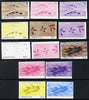 Lesotho 1984 Prehistoric Footprints set of 3 each x 4 (or 5) various single or combination composites incl completed design, very scarce with only 30 such sets believed to have been produced (13 proofs, as SG 596-8) unmounted mint