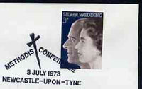 Postmark - Great Britain 1973 cover bearing illustrated cancellation for Methodist Conference, Newcastle-upon-Tyne