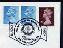 Postmark - Great Britain 1978 cover bearing illustrated cancellation for 50 Years of Rotary Club in Wellington