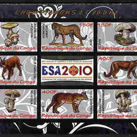 Congo 2010 Mushrooms & Fauna #07 imperf sheetlet containing 8 values plus Scouts label unmounted mint