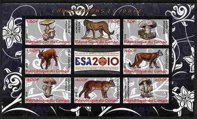 Congo 2010 Mushrooms & Fauna #07 imperf sheetlet containing 8 values plus Scouts label unmounted mint