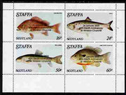 Staffa 2005 40th Death Anniversary of Winston Churchill overprinted on 1979 Fish #04 (Snapper, Shad, etc) perf set of 4 values, unmounted mint