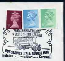 Postmark - Great Britain 1978 cover bearing illustrated cancellation for 75th Anniversary Kelston to Lizard Bus Service