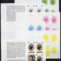 Booklet - Lesotho 1981 Royal Wedding 50s value (x 3) in booklet panes as SG 452a x 6 imperf progressive proofs comprising various single colour or composite combinations, extremely scarce (6 panes)