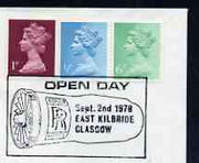 Postmark - Great Britain 1978 cover bearing illustrated cancellation for Rolls Royce Open Day, Glasgow (engine shown complete)