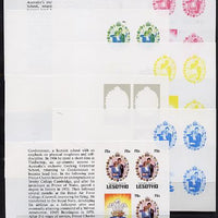 Booklet - Lesotho 1981 Royal Wedding 75s value (x 3) in booklet panes as SG 453a x 7 imperf progressive proofs comprising various single colour or composite combinations, extremely scarce (7 panes)