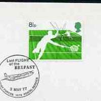 Postmark - Great Britain 1977 card bearing illustrated cancellation for Last Flight of the Belfast (BFPS)