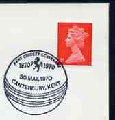 Postmark - Great Britain 1970 cover bearing special cancellation for kent Cricket Centenary