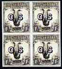 Australia 1932 Lyre Bird 1s opt'd OS imperf block of 4 being a 'Hialeah' forgery on gummed paper (as SG O136)