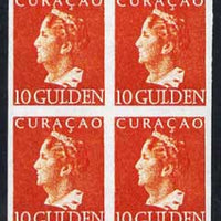 Netherlands - Curacao 1946 Queen Wilhelmina 10g imperf block of 4 being a 'Hialeah' forgery on gummed paper unmounted mint (as SG 261)