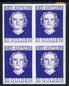 Netherlands Antilles 1950 Queen Juliana 10g imperf block of 4 being a 'Hialeah' forgery on gummed paper unmounted mint (as SG 324)