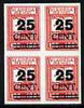 Memel - Lithuanian Occupation 1923 25c on 100m (Liner) imperf block of 4 being a 'Hialeah' forgery on gummed paper (as SG 88)