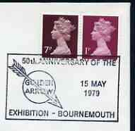 Postmark - Great Britain 1979 cover bearing illustrated cancellation for 50th Anniversary of Golden Arrow Exhibition