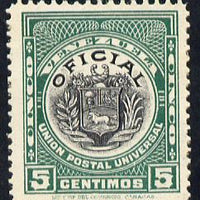 Venezuela 1912 Official 5c (without Stars) very fine lightly mounted mint SG O354