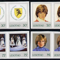Lesotho 1982 Princess Di's 21st Birthday set of 4 imperf pairs unmounted mint, as SG 514-7