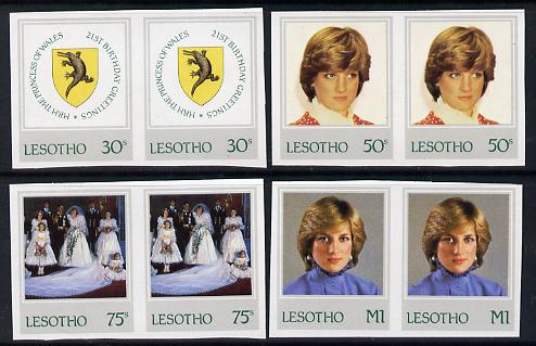 Lesotho 1982 Princess Di's 21st Birthday set of 4 imperf pairs unmounted mint, as SG 514-7