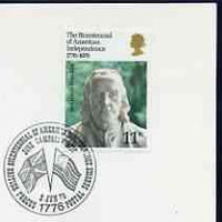 Postmark - Great Britain 1976 card bearing special cancellation for Bicentenary of American Independence Campaign (BFPS)