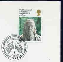 Postmark - Great Britain 1976 card bearing special cancellation for Bicentenary of American Independence Campaign (BFPS)