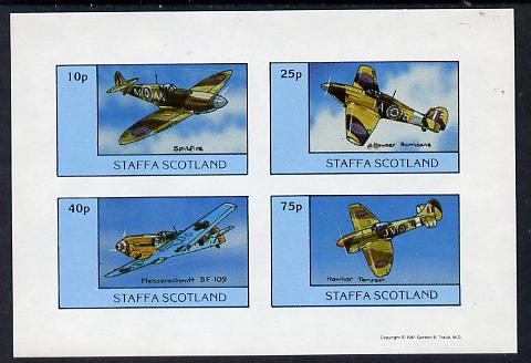 Staffa 1981 WW2 Aircraft #2 (Spitfire, Hurricane, Messerschmitt & Tempest) imperf set of 4 values unmounted mint